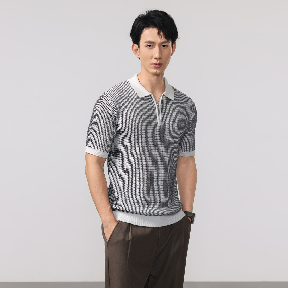 Beck Waffle Polo - Grey