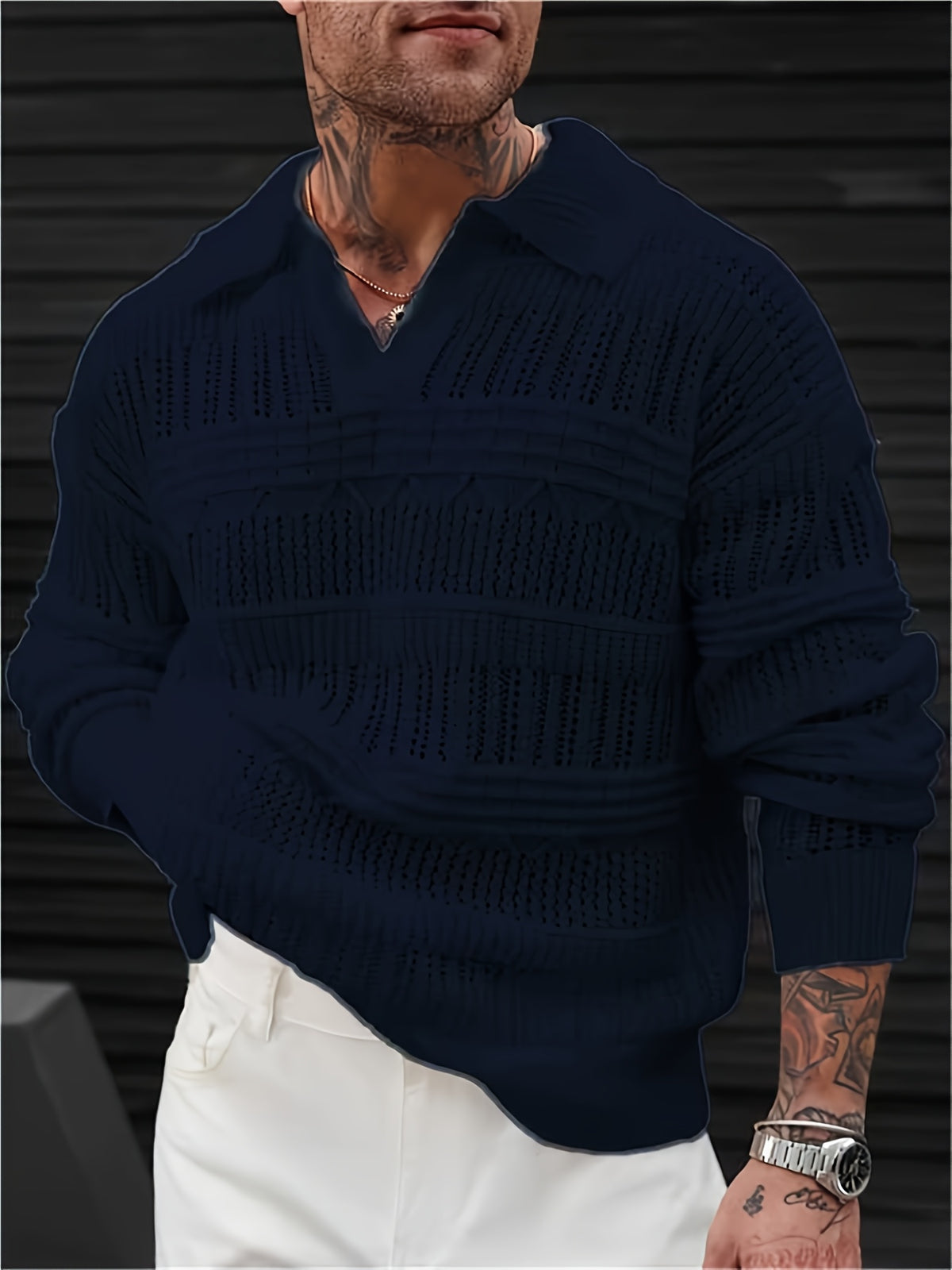 Toren Lattice Polo - Navy