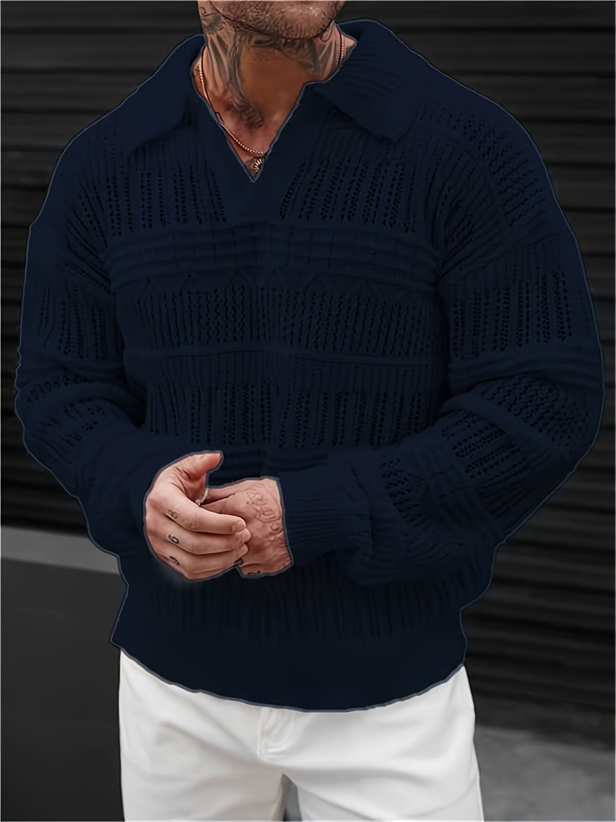 Toren Lattice Polo - Navy