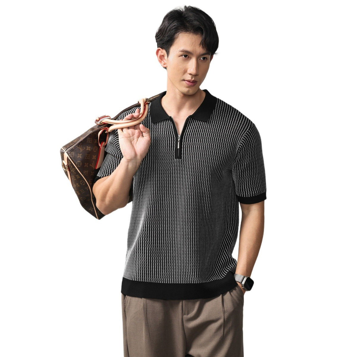 Beck Waffle Polo - Charcoal