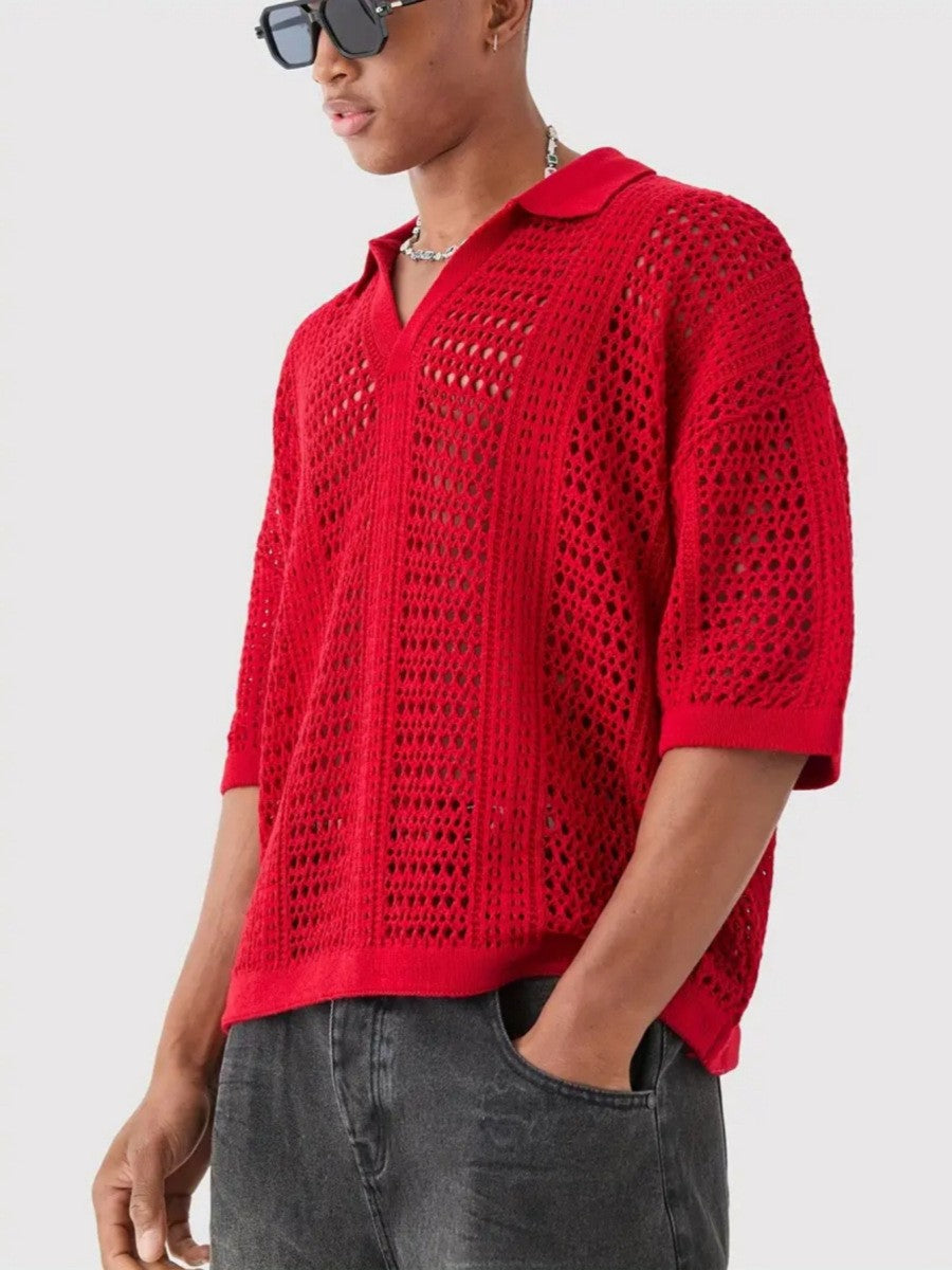 Milo Lattice Polo - Red