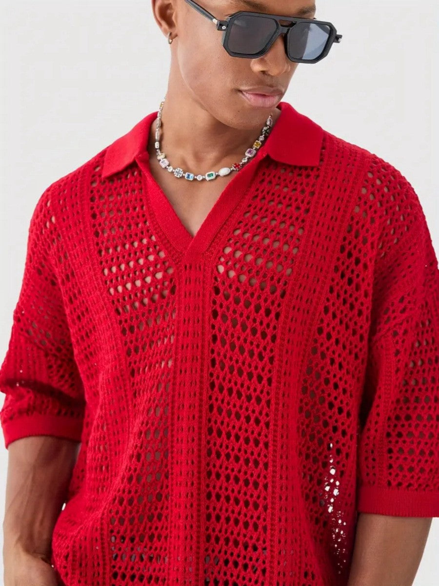 Milo Lattice Polo - Red