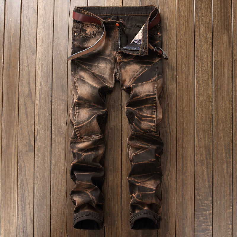 Kade Distressed Denim - Coffee Brown
