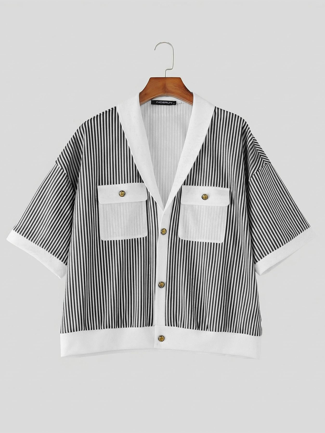 Tomas Stripe Shirt — Black flat