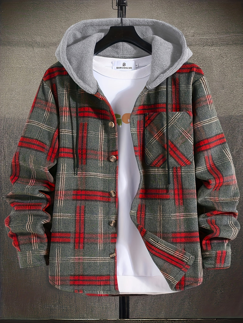 Plaid Hooded Overshirt