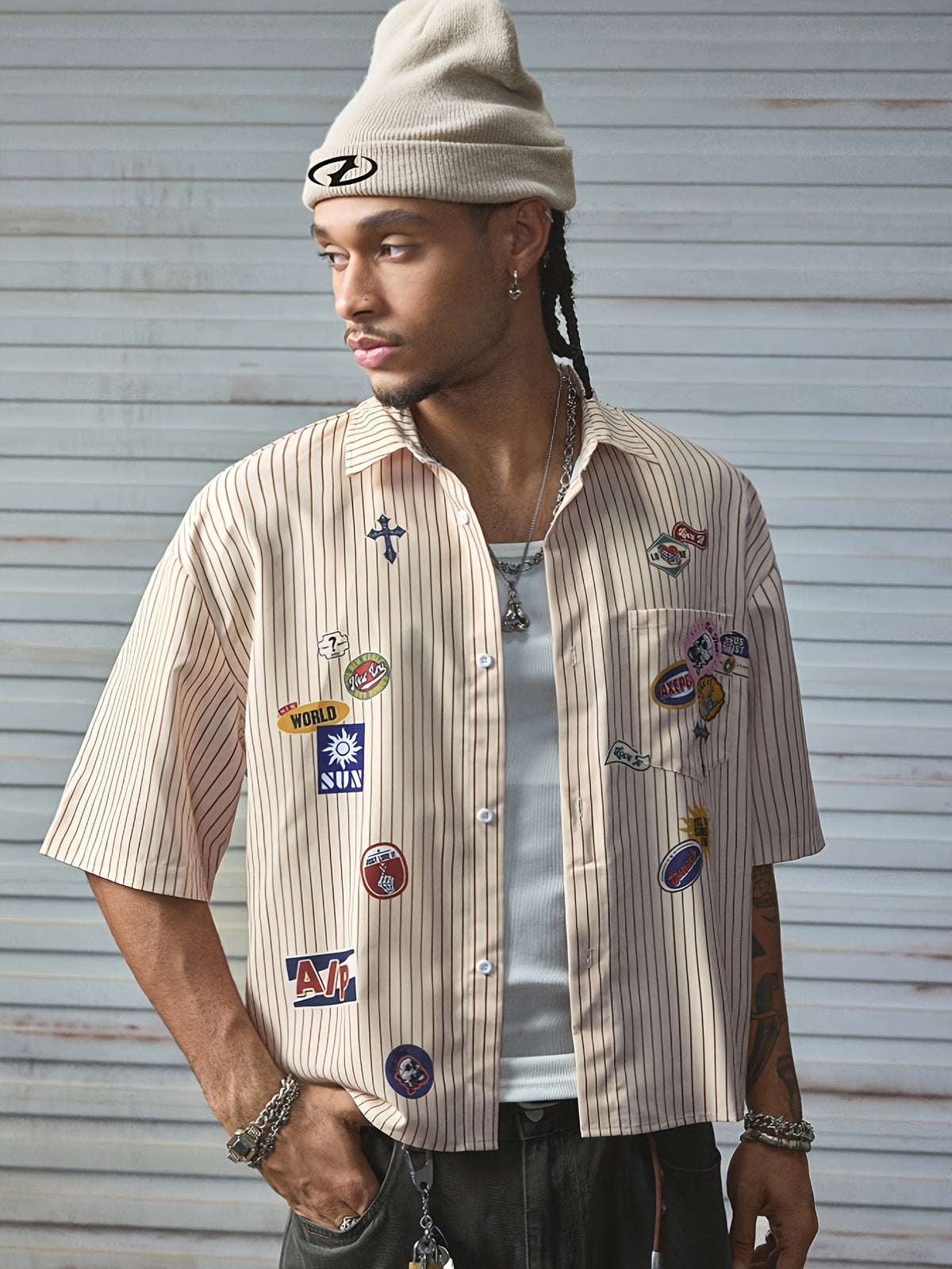 Arlo Patch Shirt — Apricot