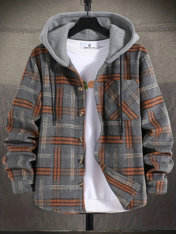 Plaid Hooded Overshirt