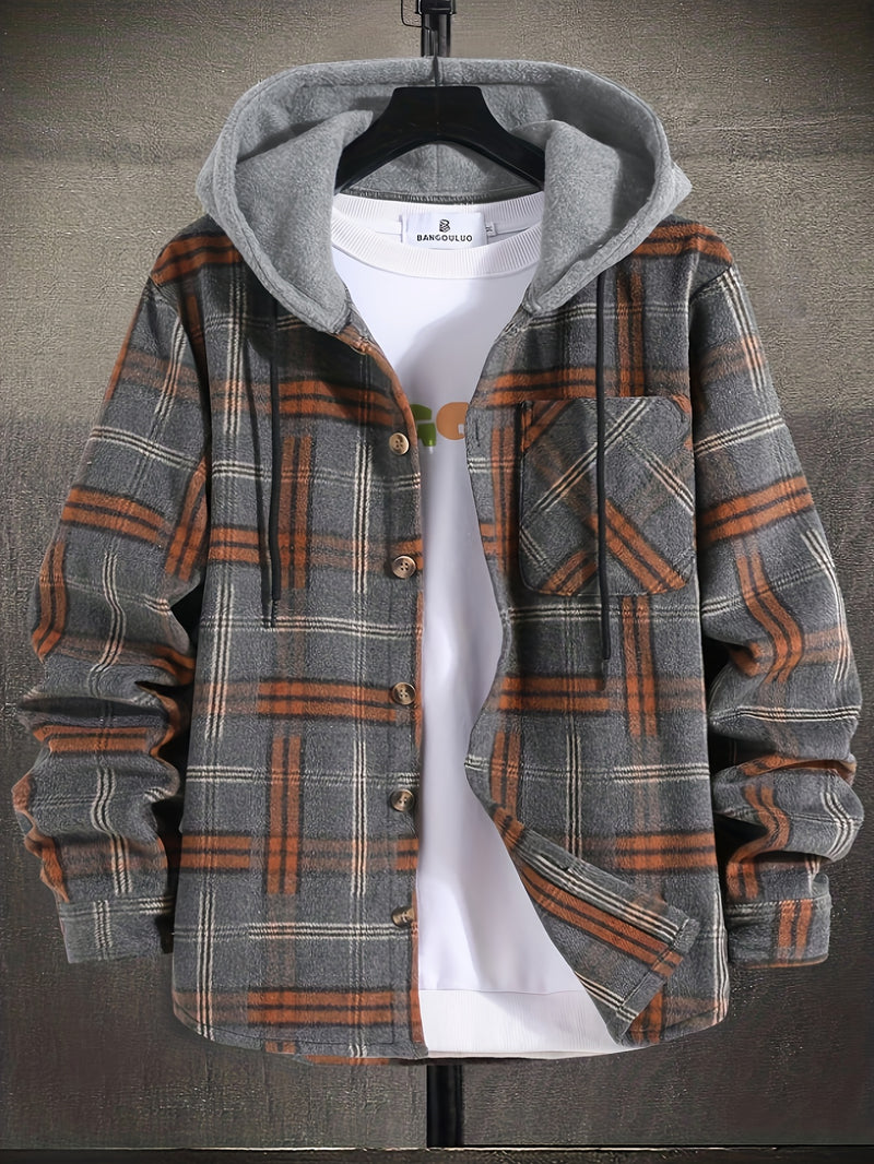 Plaid Hooded Overshirt