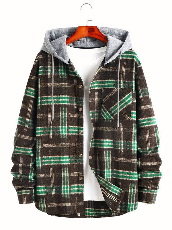 Plaid Hooded Overshirt