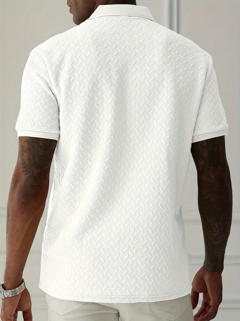 Men's Casual Shirt Short Sleeve - Solid Brown, Textured Knit Fabric, Classic Collar & Button Detail, Machine Washable, All-Season Versatile Wear, Stylish Design, Comfortable Fit