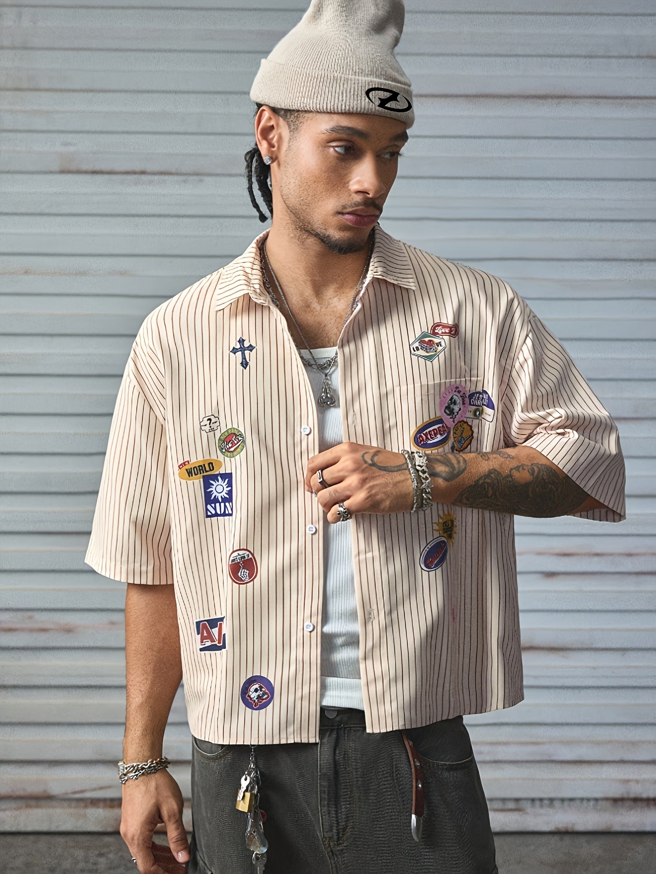 Arlo Patch Shirt — Apricot