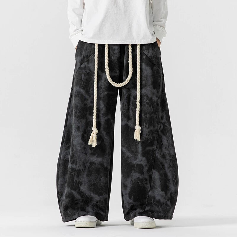 Soren Tie-Dye Wide-Leg Pant - Black