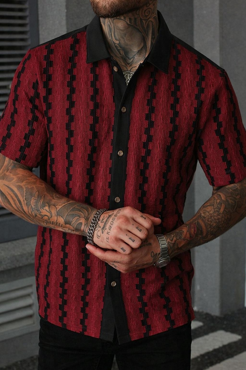 Cavo Stripe Shirt - Burgundy