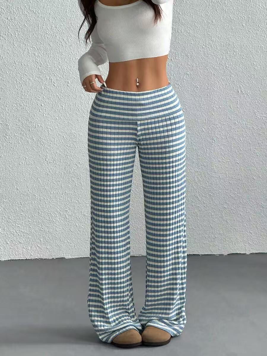 Mira Stripe Knit Pant - Sky Blue