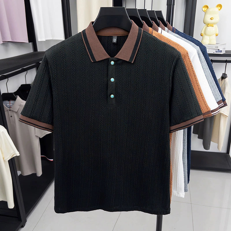 Bastian Knit Button Polo - Black