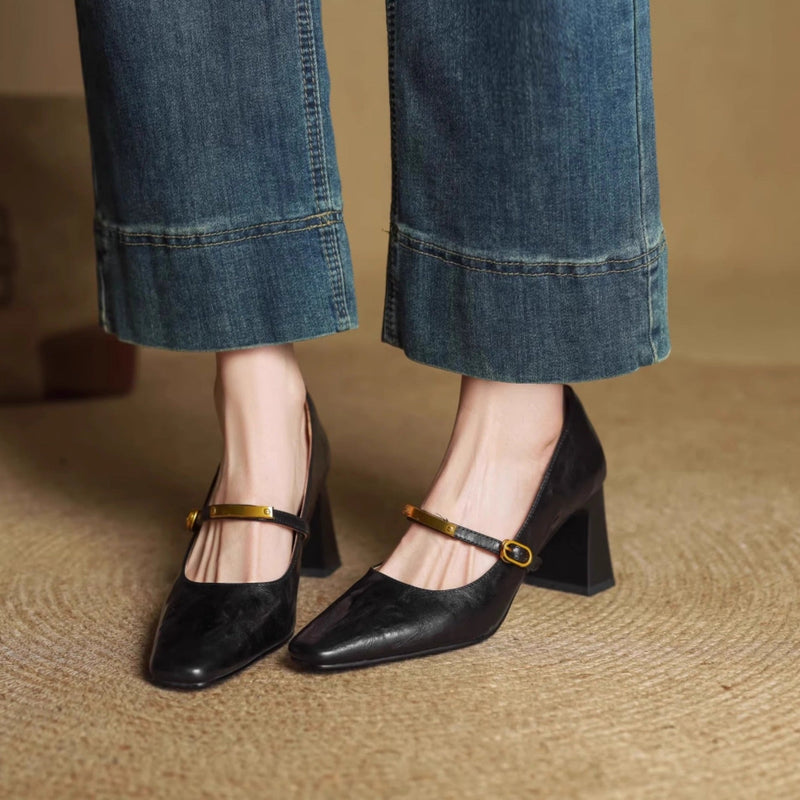 Naomi Genuine Leather Heels