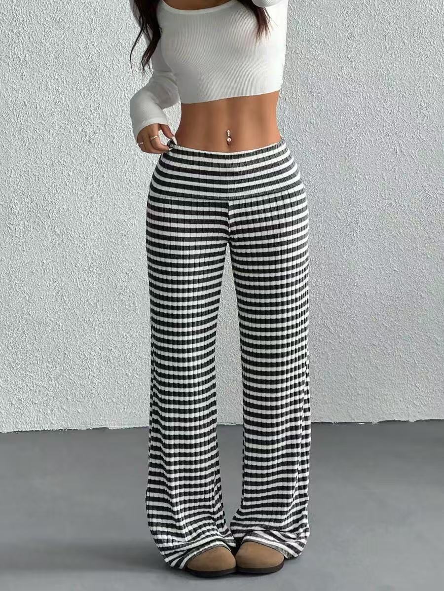 Mira Stripe Knit Pant - Black