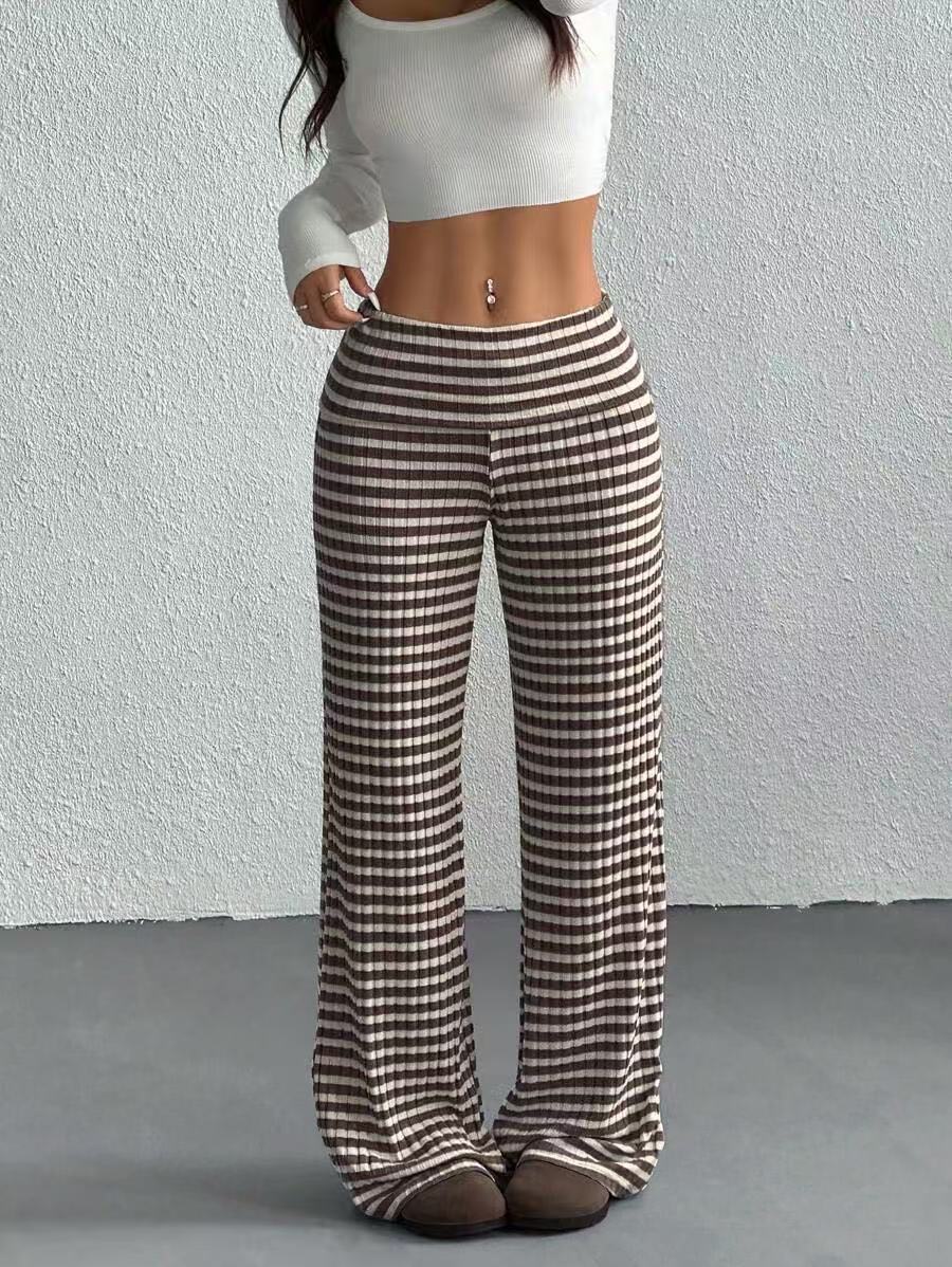 Mira Stripe Knit Pant - Brown