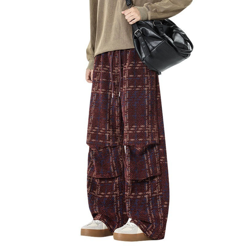 Caspar Plaid Wide-Leg Pant
