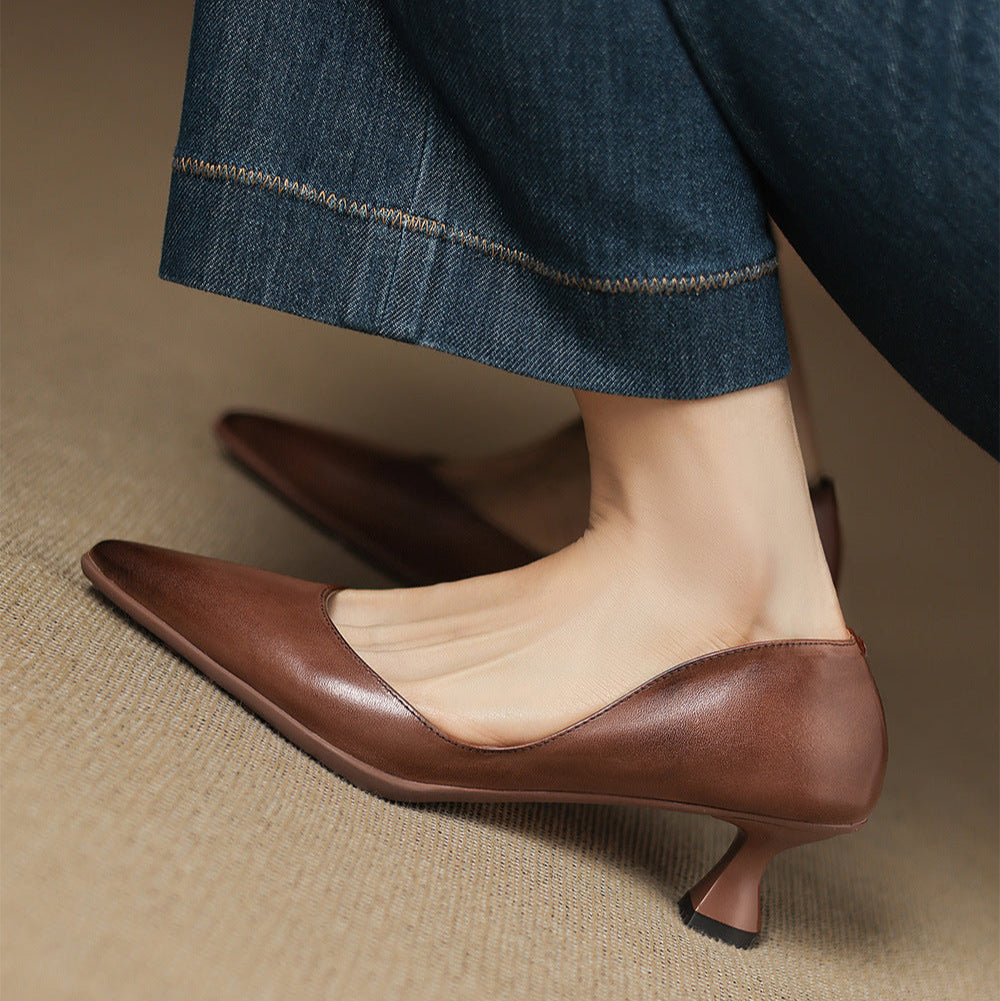 Nadine Genuine Leather Heels