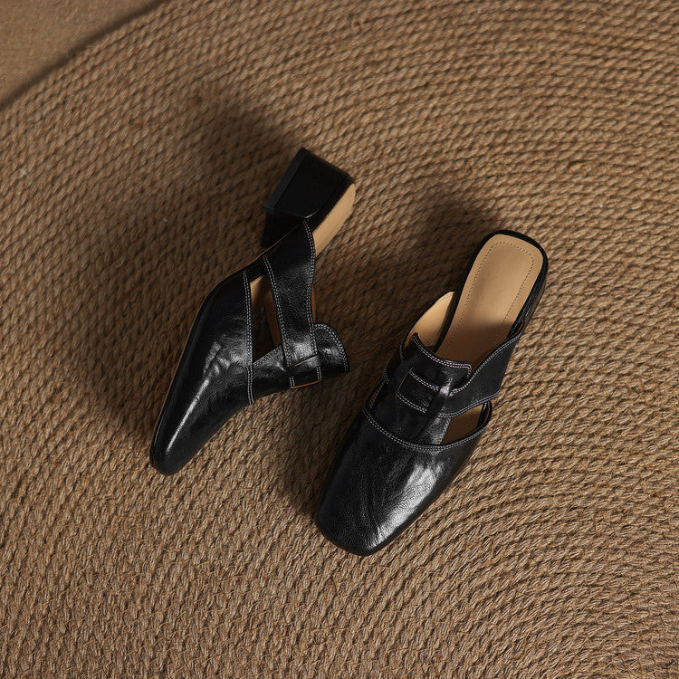Ivora Genuine Leather Mules
