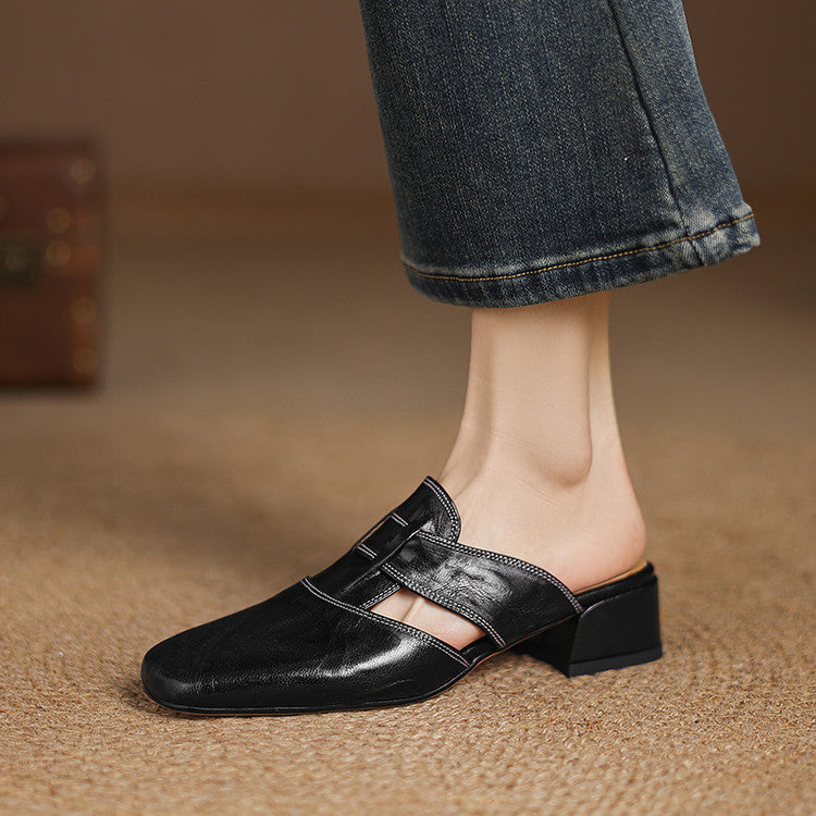 Ivora Genuine Leather Mules