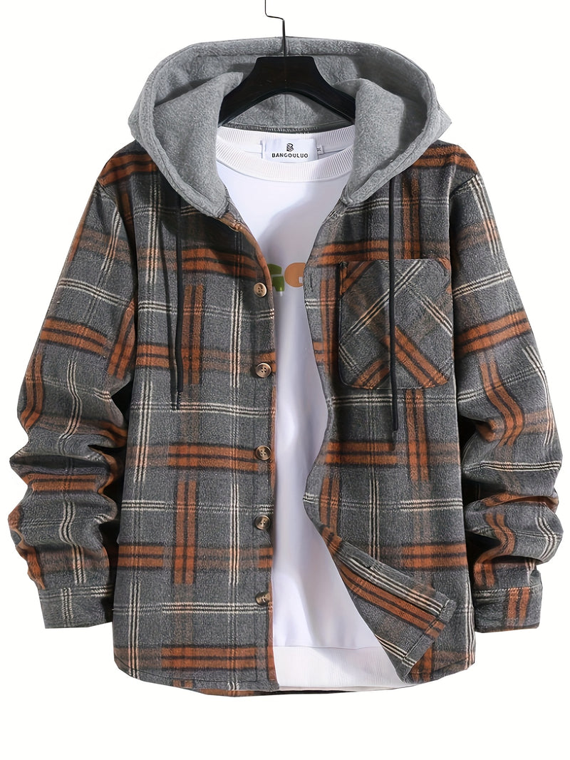 Plaid Hooded Overshirt