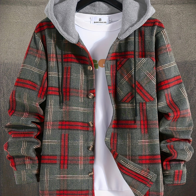 Plaid Hooded Overshirt