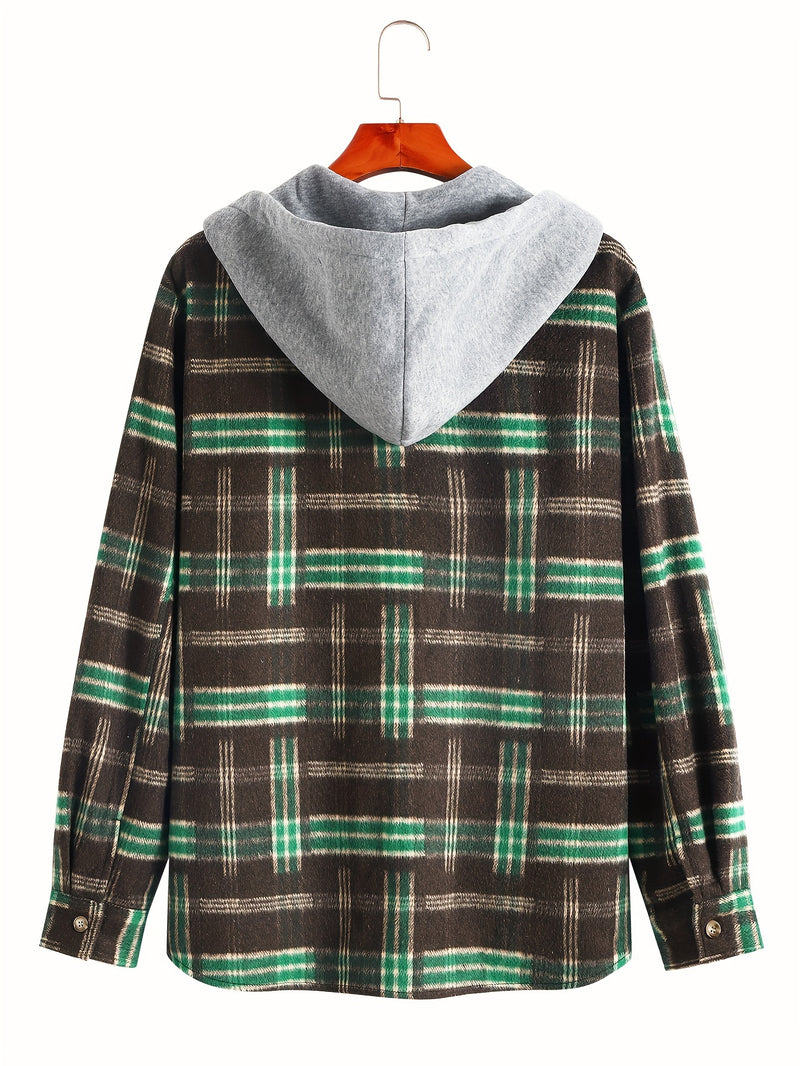 Plaid Hooded Overshirt