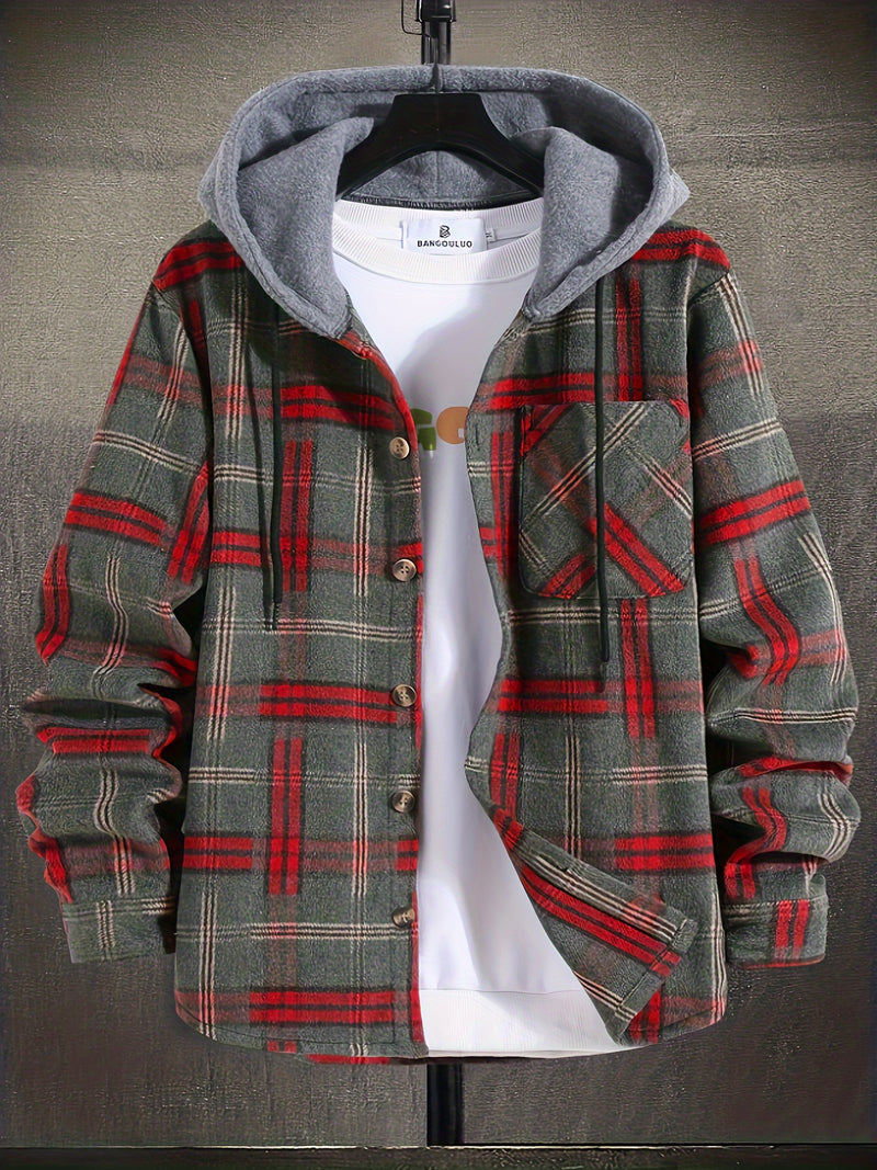 Plaid Hooded Overshirt