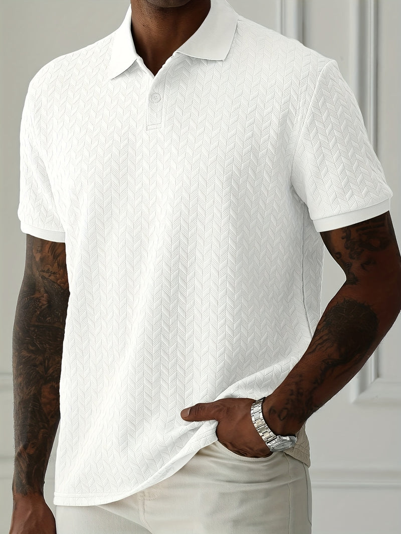 Men's Casual Shirt Short Sleeve - Solid Brown, Textured Knit Fabric, Classic Collar & Button Detail, Machine Washable, All-Season Versatile Wear, Stylish Design, Comfortable Fit