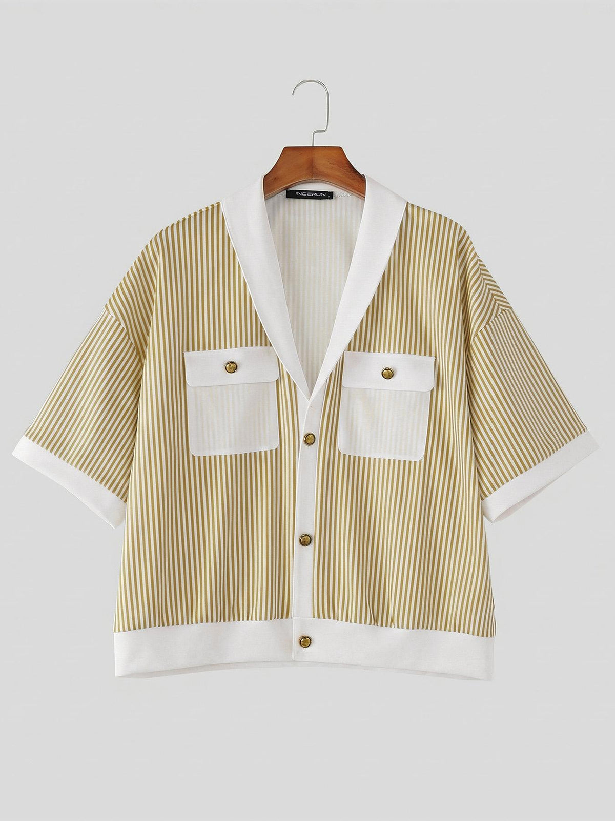 Tomas Stripe Shirt — Tan flat