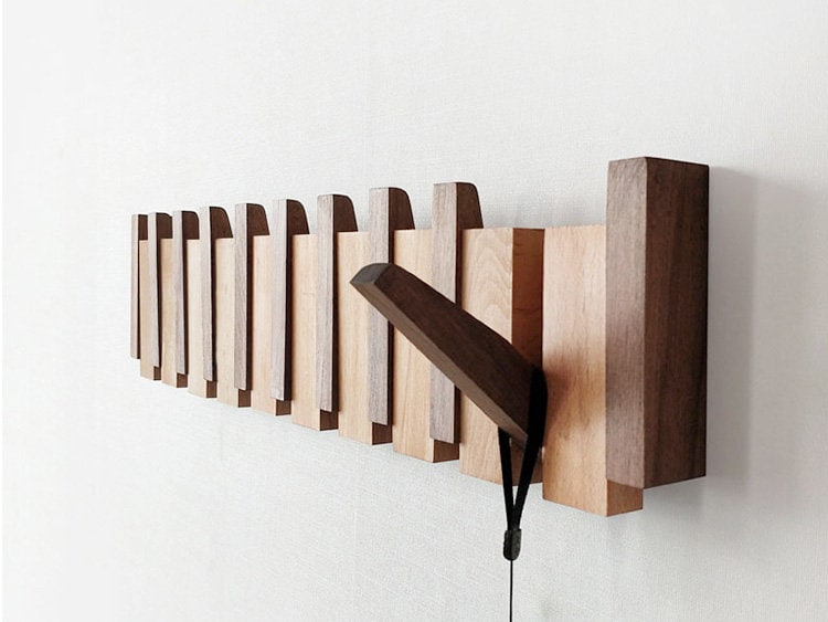 Handmade Wooden Piano Key Coat Rack
