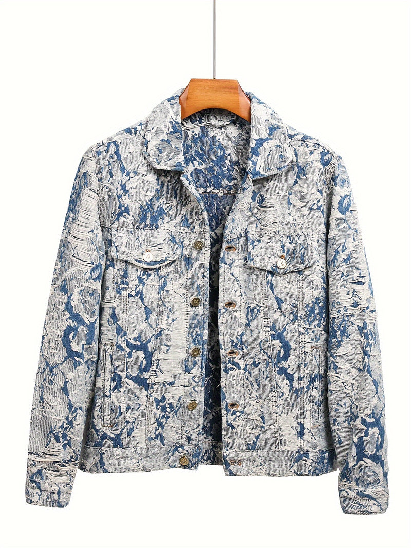 Jacquard Weave Denim Jacket